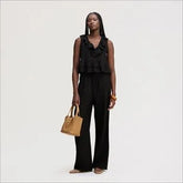 Sleeveless V Neck Flounce Top