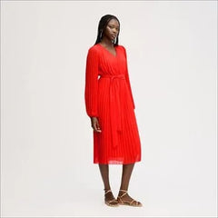 Long Sleeve Plisse Maxi Dress