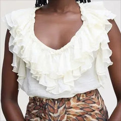 V-Neck Ruffle Tank