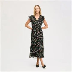 Fluttered Sleeve Maxi Dress