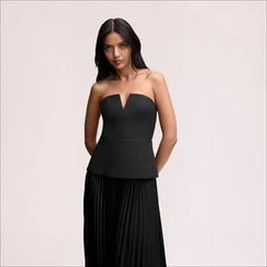 Strapless Pleated Maxi Dress
