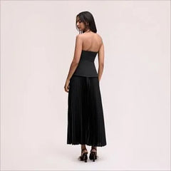 Strapless Pleated Maxi Dress
