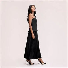 Strapless Pleated Maxi Dress