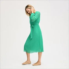 Long Sleeve Plisse Maxi Dress