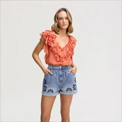 Embroidered Paperbag Short