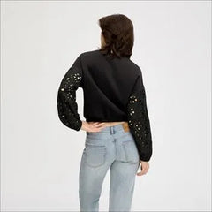 Drop Shoulder Combo Long Sleeve Top