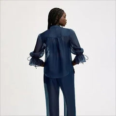 Sheer Blouson Sleeve Shirt