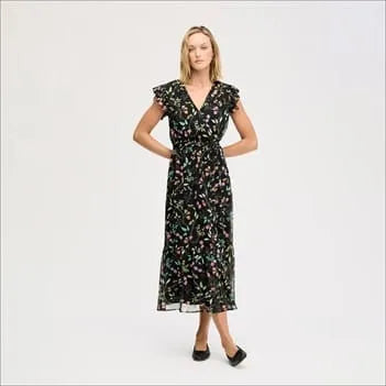 Fluttered Sleeve Maxi Dress