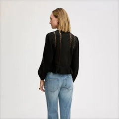 Lace Insert Ruffle Top