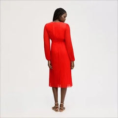 Long Sleeve Plisse Maxi Dress