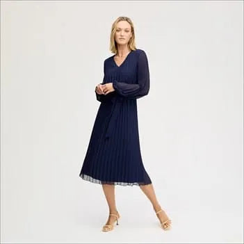 Long Sleeve Plisse Maxi Dress