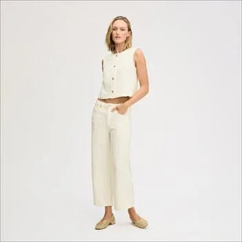Laser Fray Wide Leg Jean