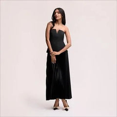 Strapless Pleated Maxi Dress