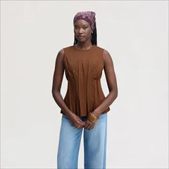 Sleeveless Pleat Top