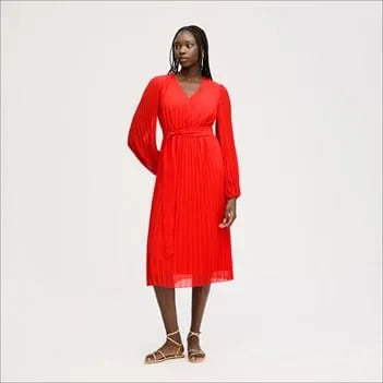 Long Sleeve Plisse Maxi Dress