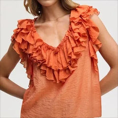 V-Neck Ruffle Tank